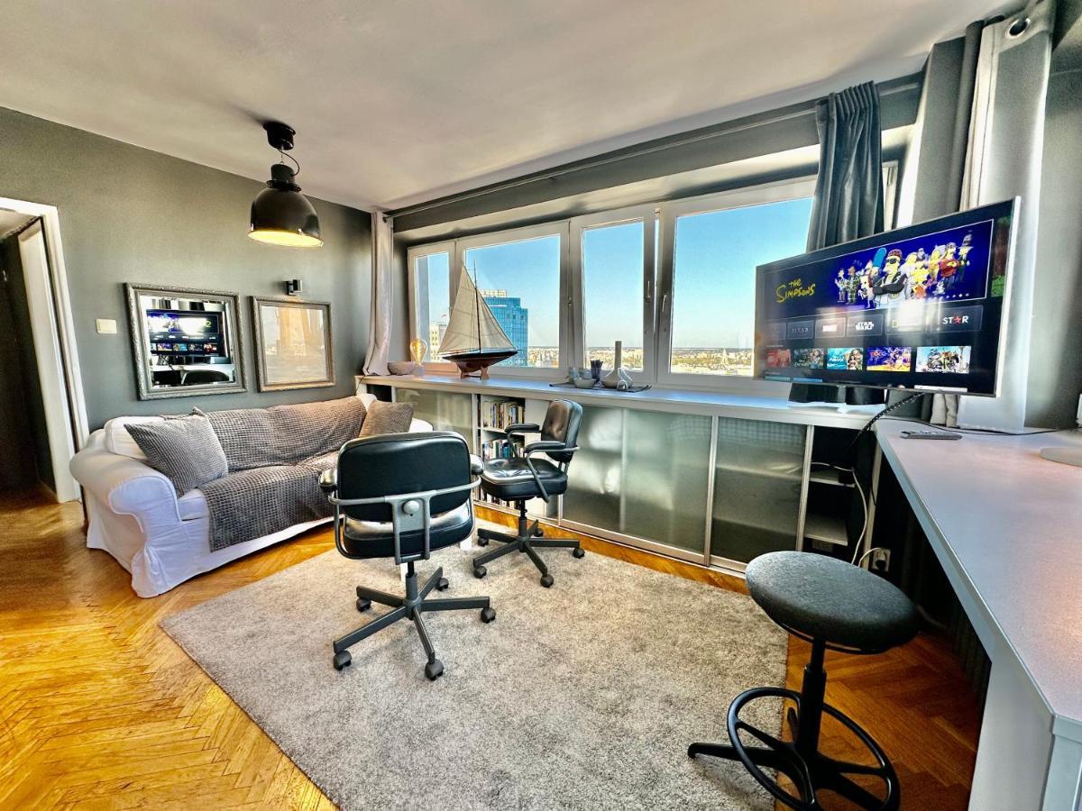 Super Apartament Grey Centrum 2X Metro Fast Wifi 300 Mbs Netflix Appletv Smarttv Spotify Panorama Miasta Warszawa Eksteriør bilde